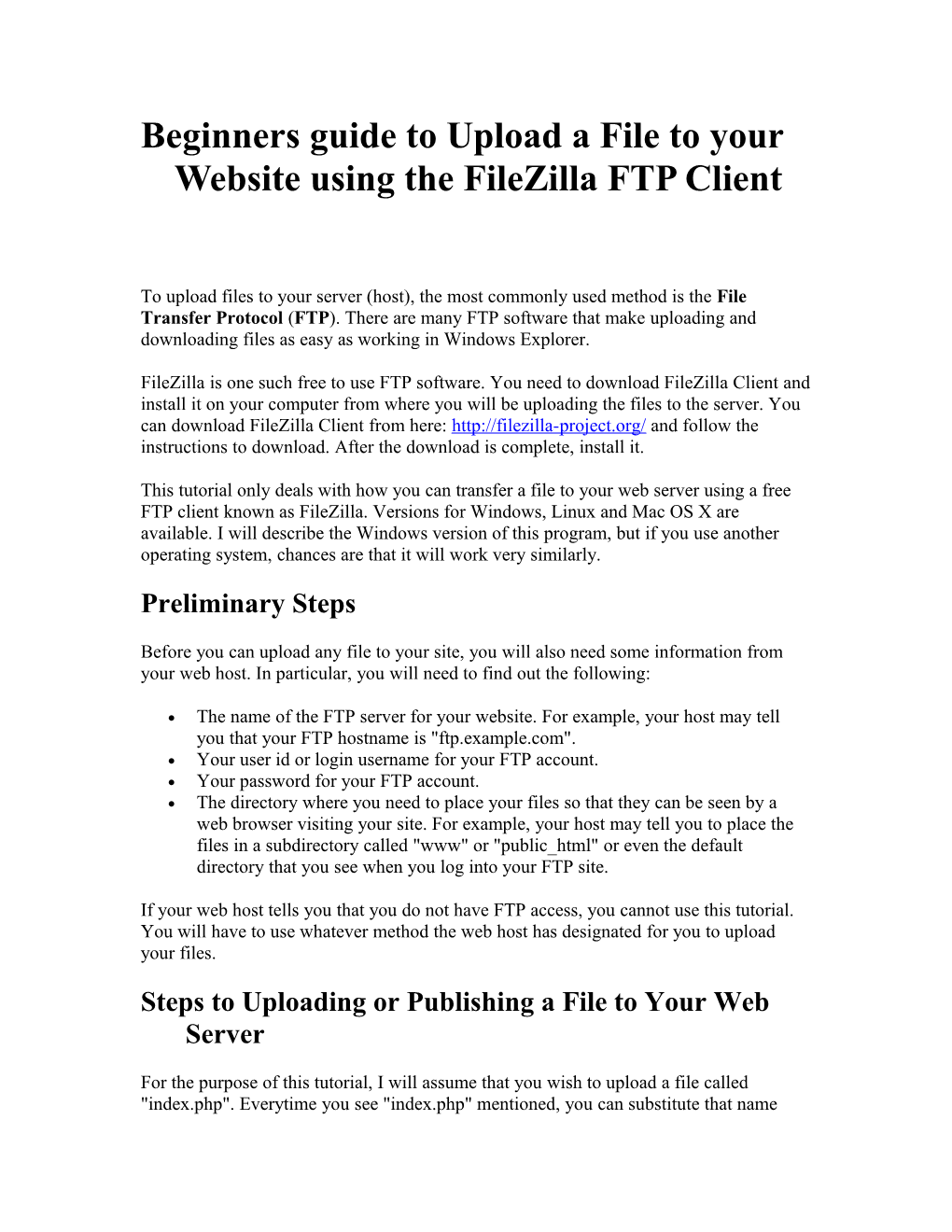 Beginners Guide to Upload a File to Your Website Using the Filezilla FTP Client