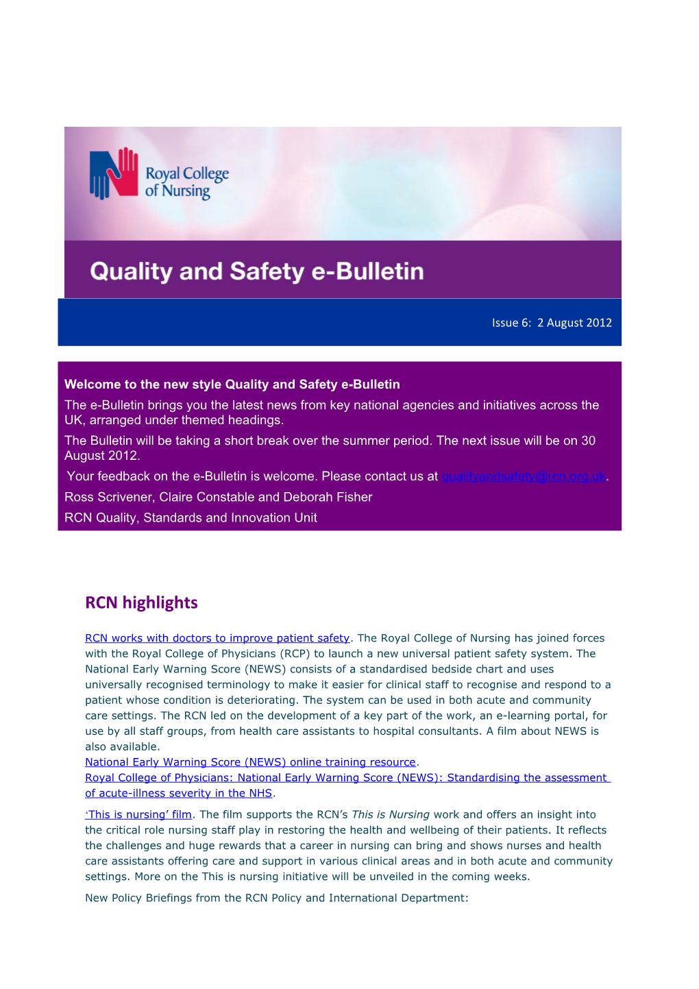 New Policy Briefings from the RCN Policy and International Department