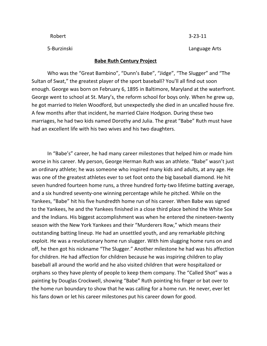 Babe Ruth Century Project