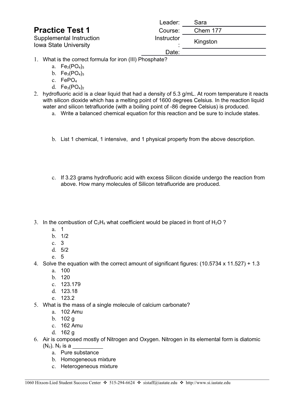 1. What Is the Correct Formula for Iron (III) Phosphate?