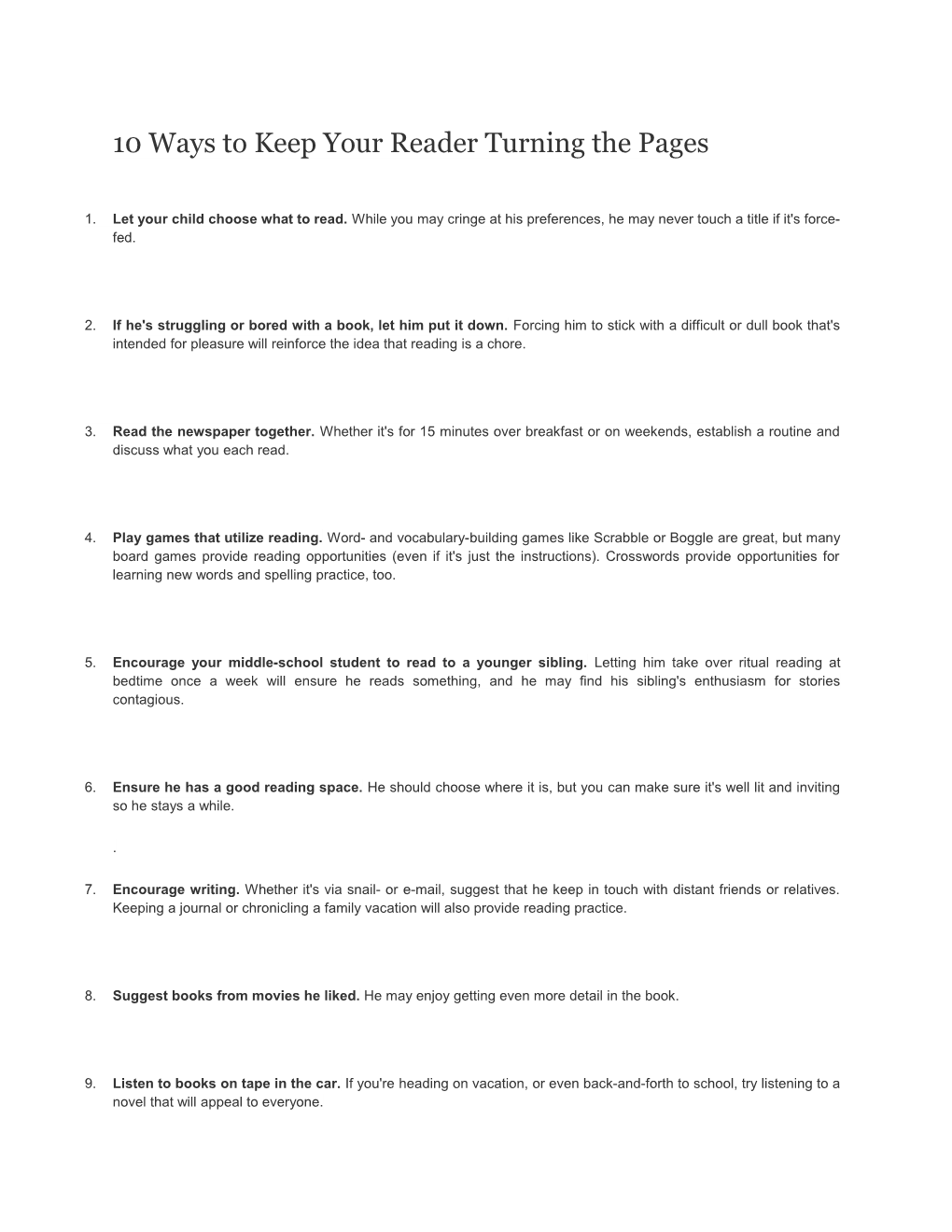 10 Ways to Keep Your Reader Turning the Pages
