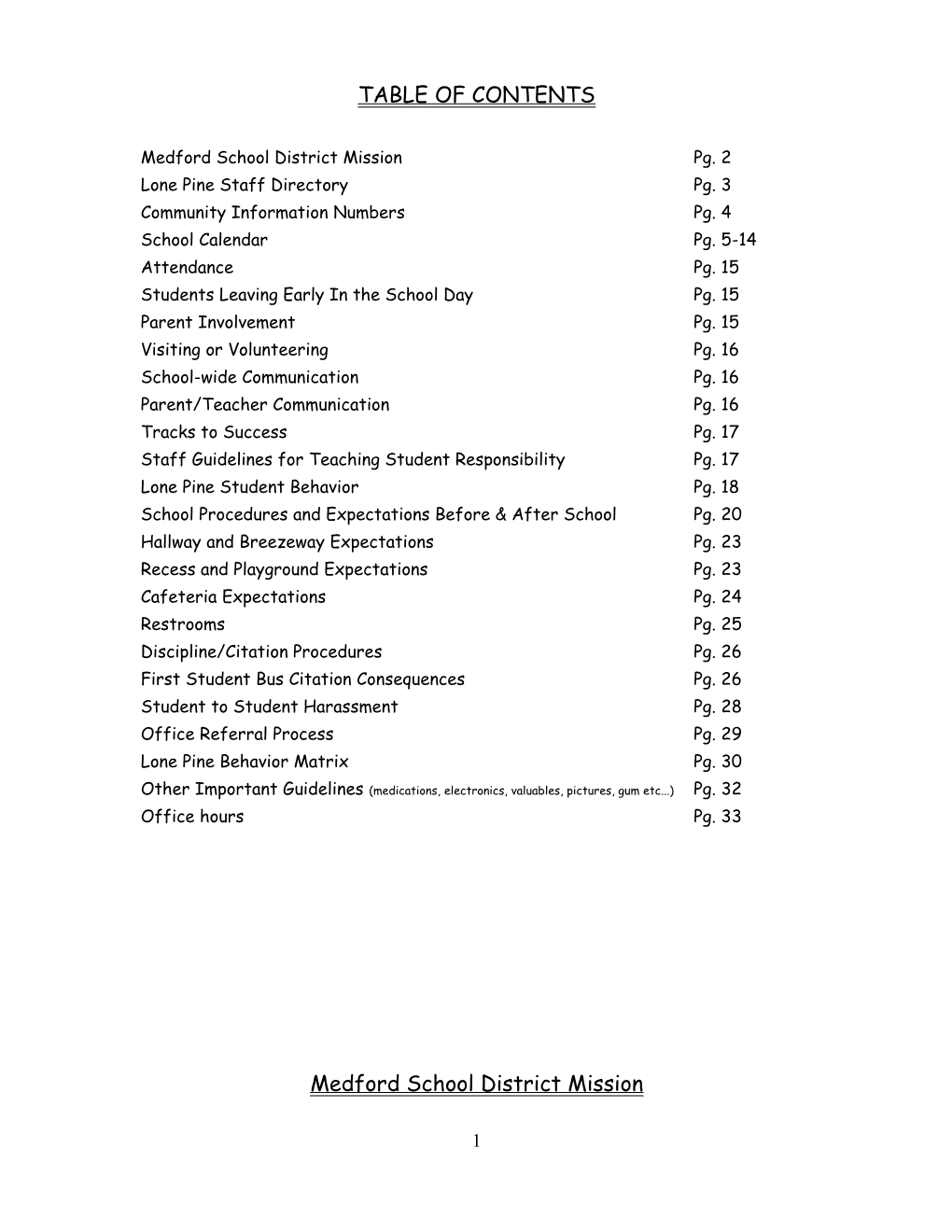 Medford School District Mission Pg. 2