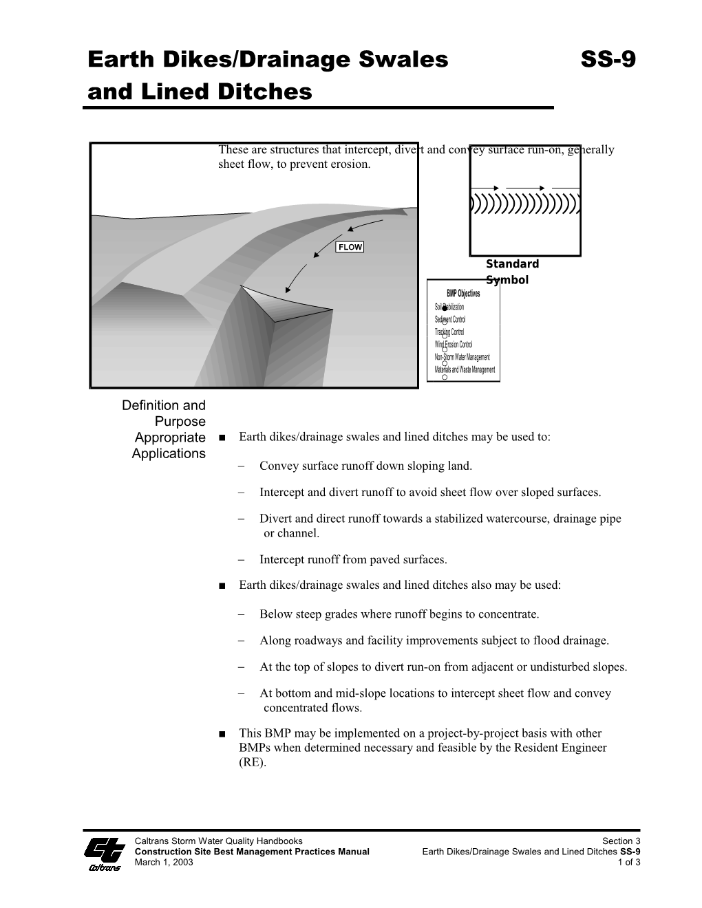 Construction Site Best Management Practices Manual Earth Dikes/Drainage Swales and Lined