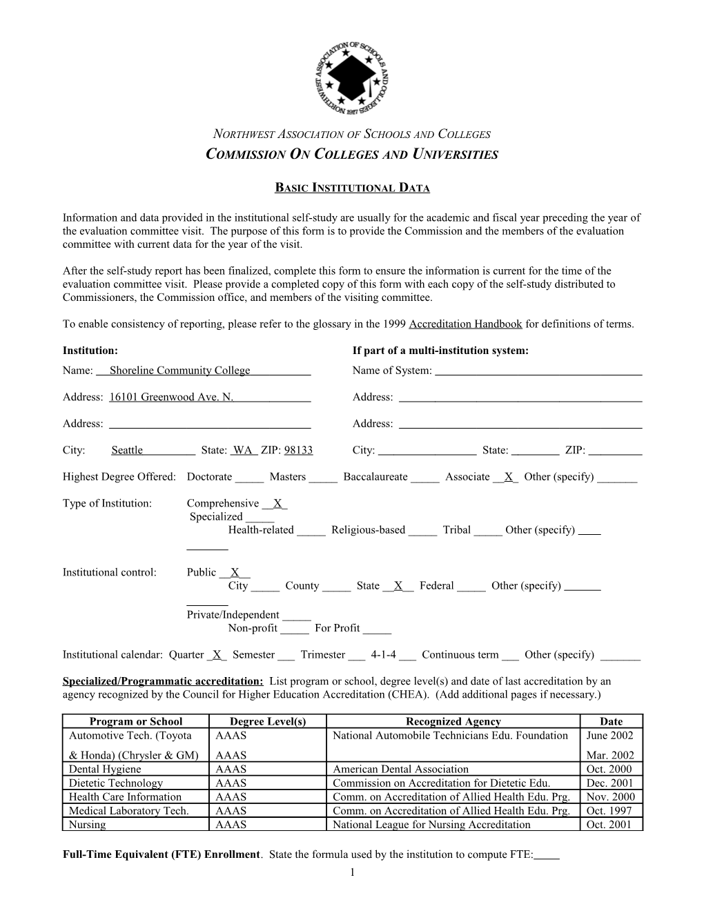 Northwest Association of Schools and Colleges s1