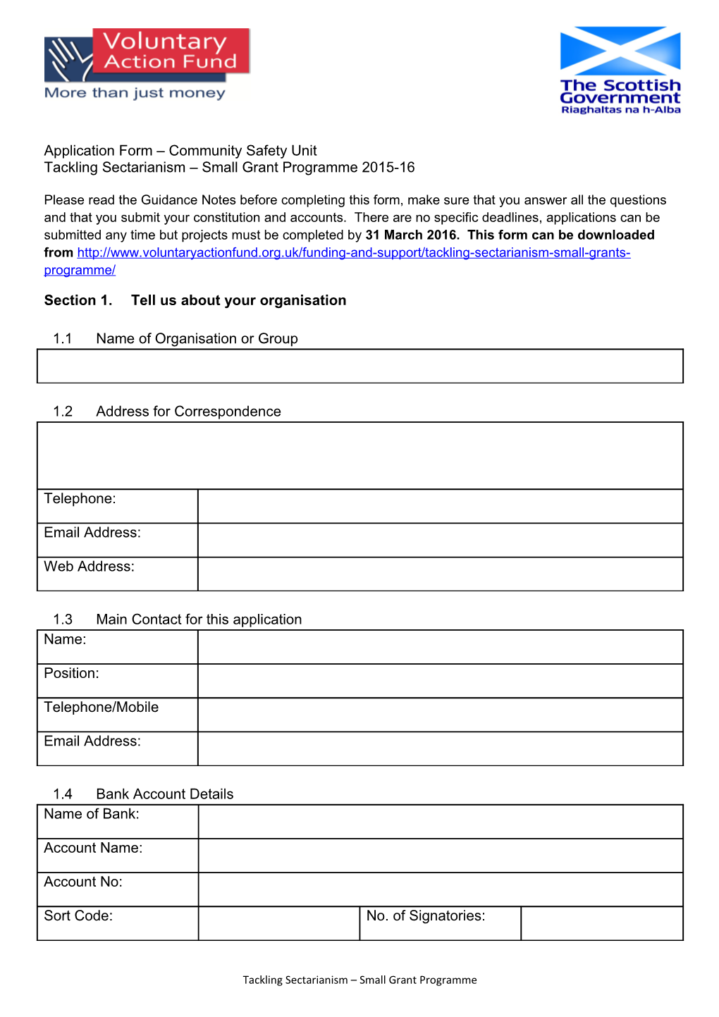 Application Form Community Safety Unit