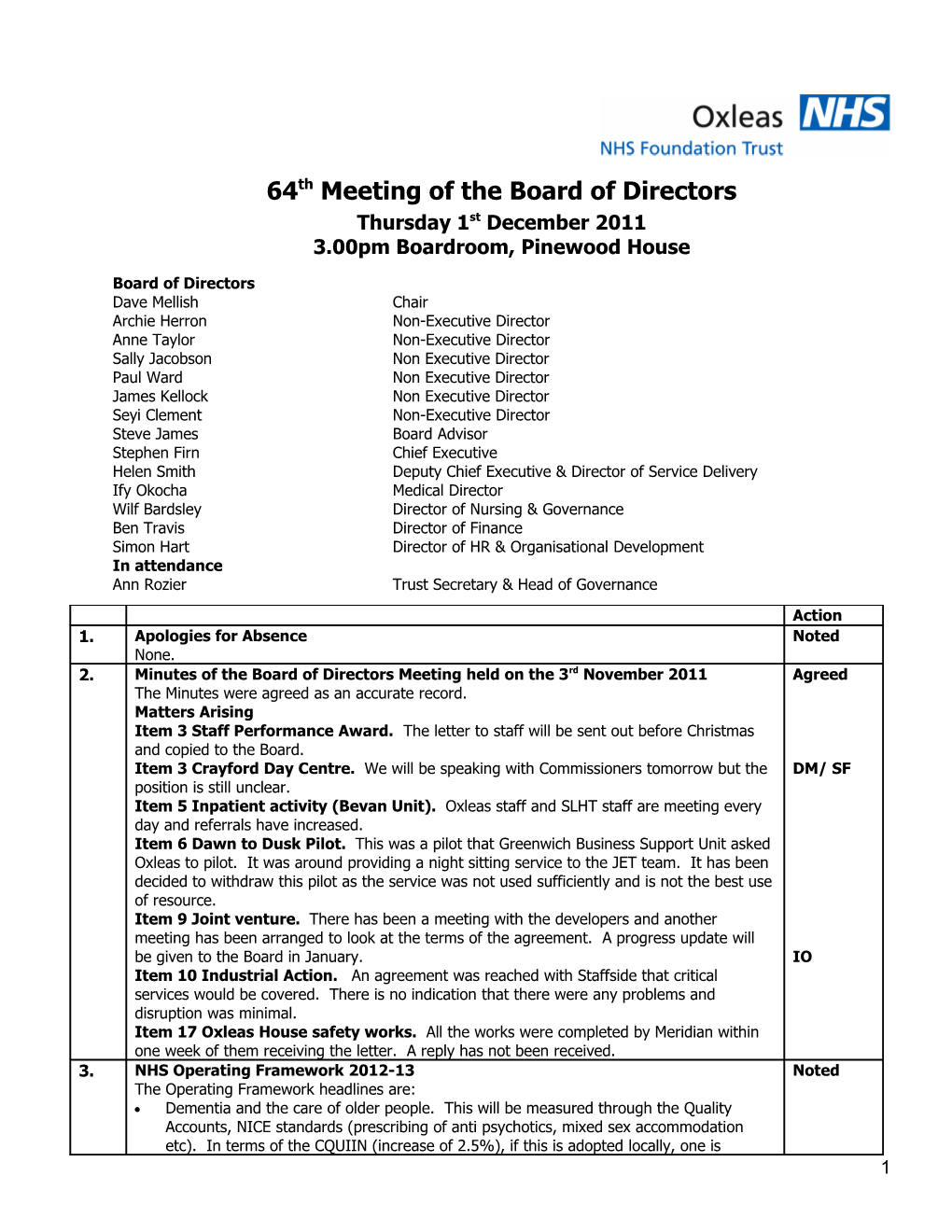 64Thmeeting of the Board of Directors