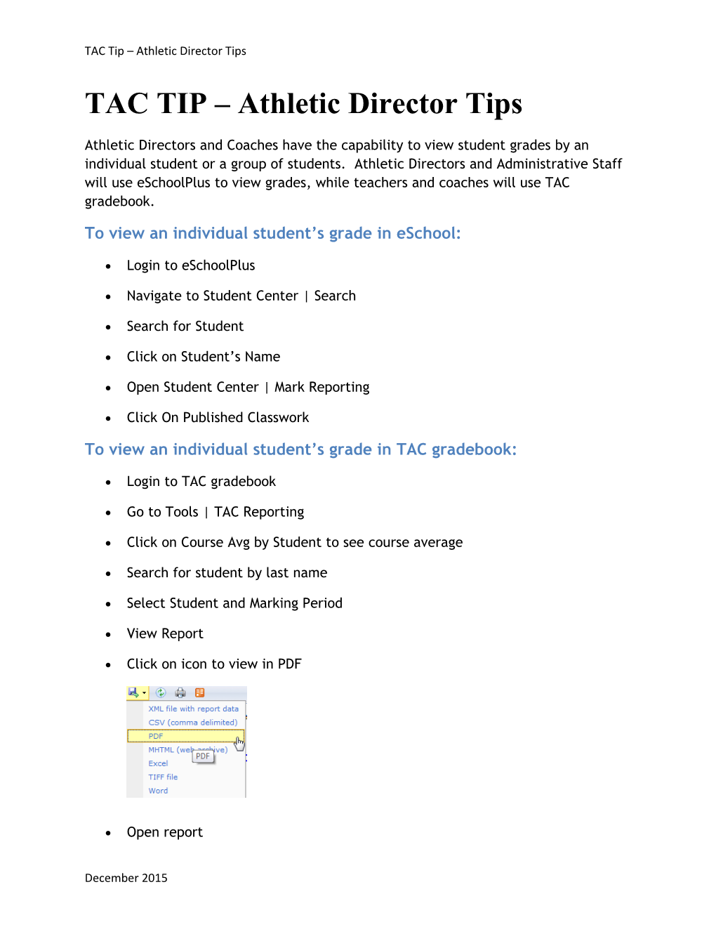 TAC TIP Athletic Director Tips