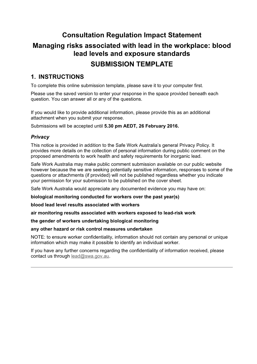 Submission Template Lead RIS