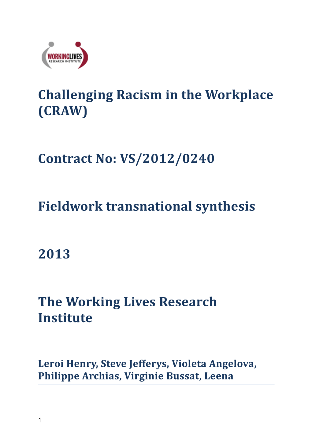 Challenging Racism in the Workplace (CRAW)