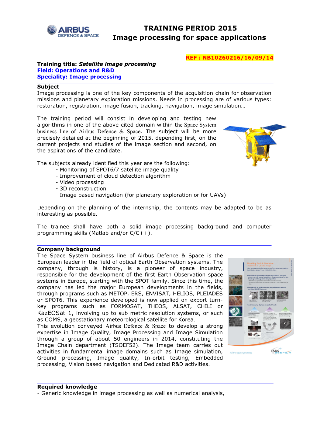 Training Title: Satellite Image Quality Improvement by Guidance Optimisation