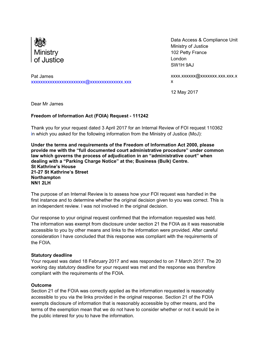 Rt Hon Michael Gove MP Letterhead