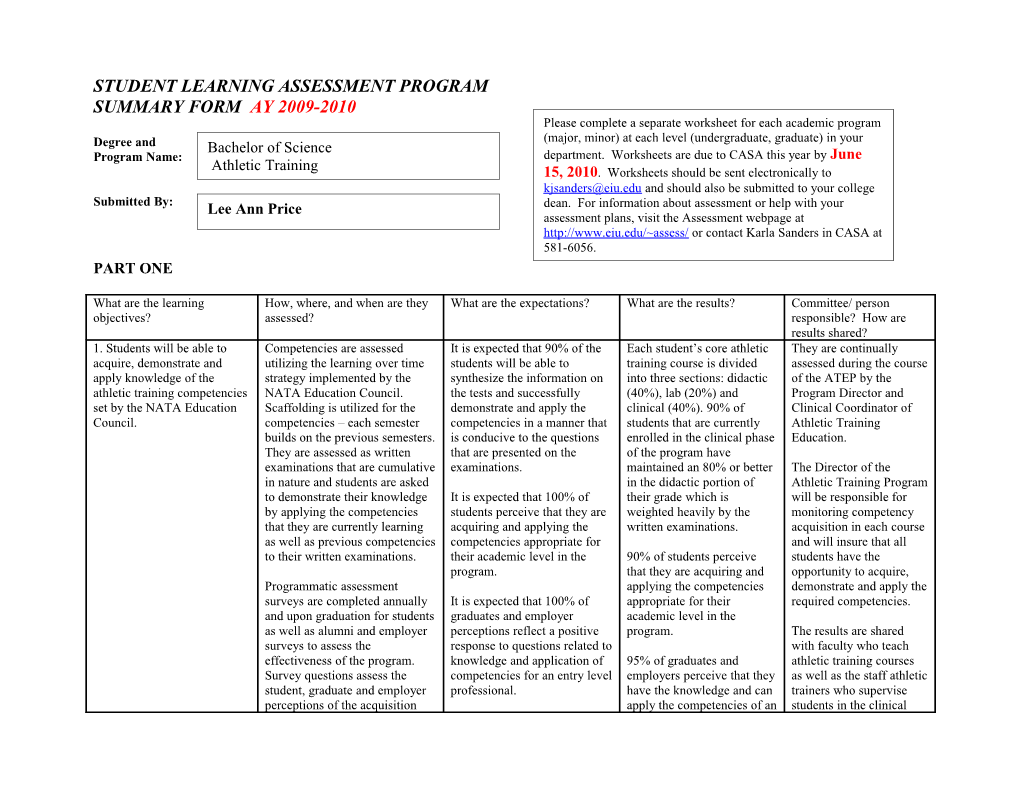 Student Learning Assessment Program s3