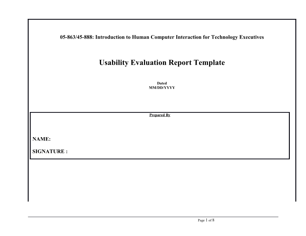 Usability Evaluation Report