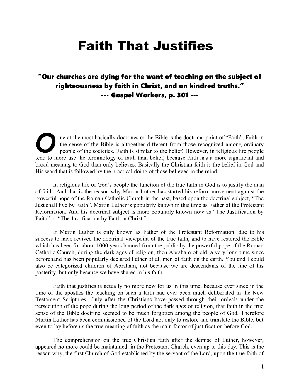 Faith That Justifies