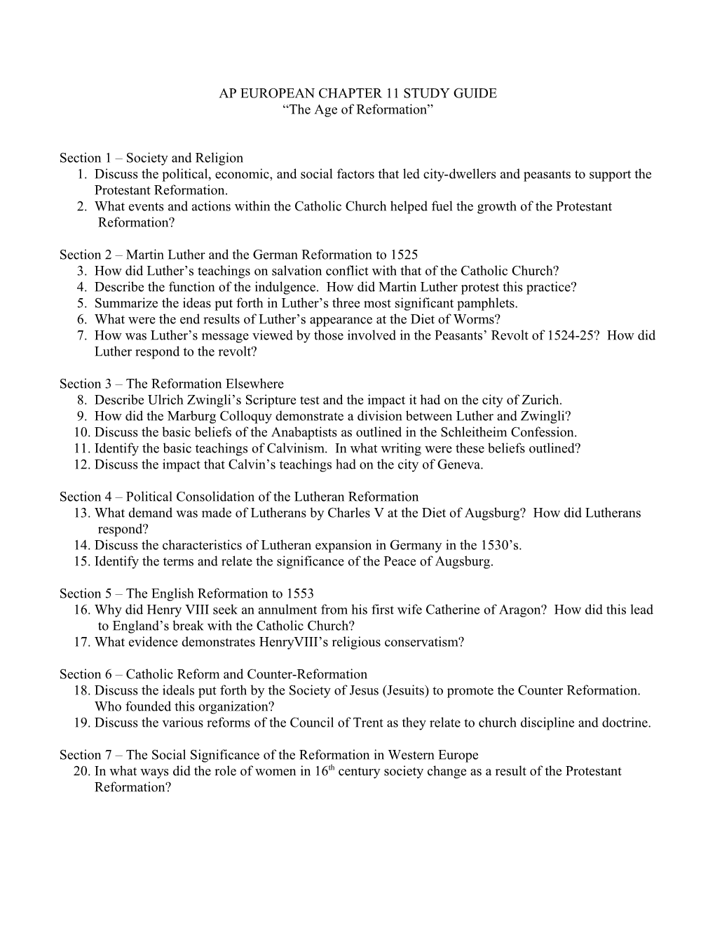 Ap European Chapter 11 Worksheet