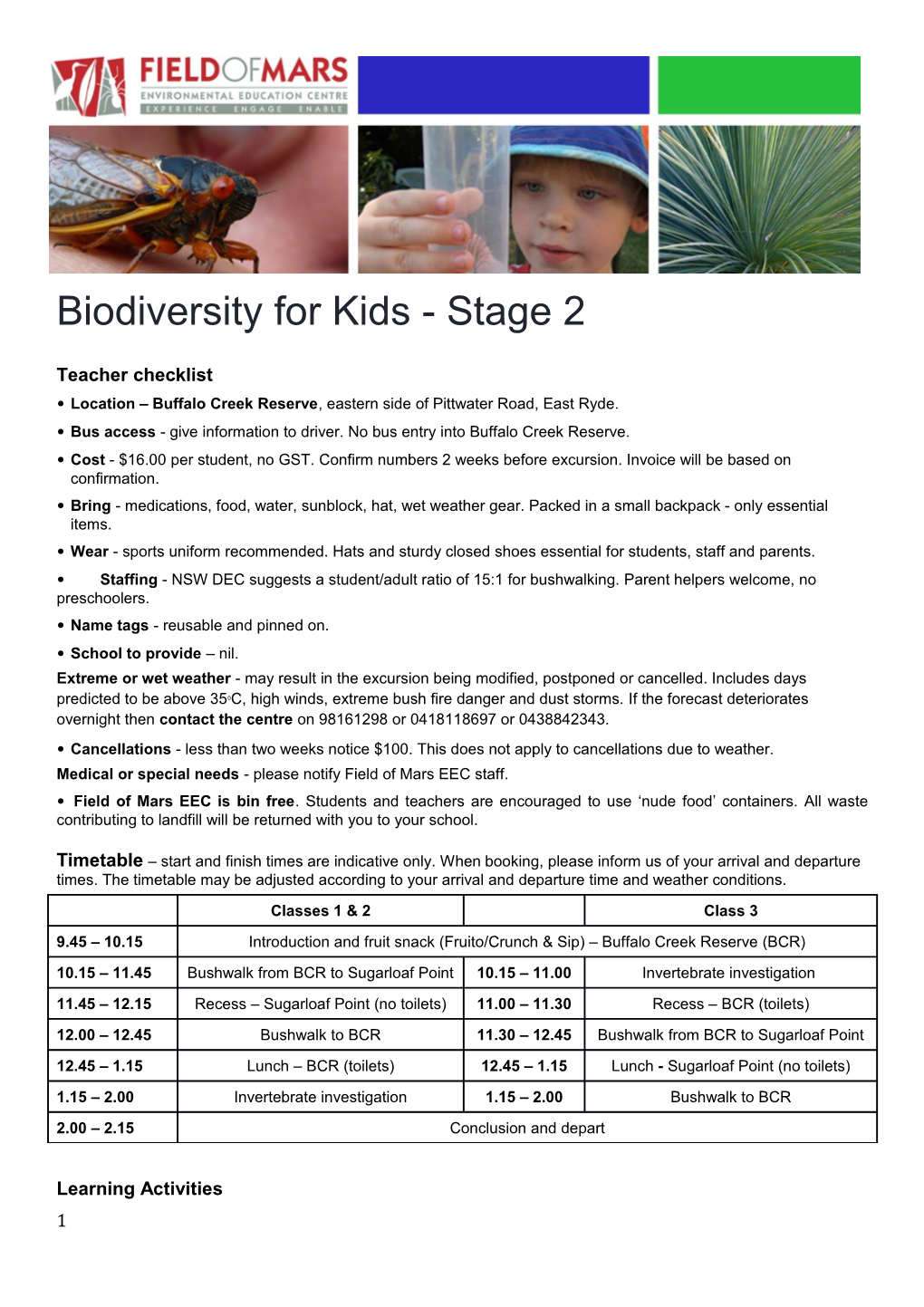 Biodiversity for Kids - Stage 2
