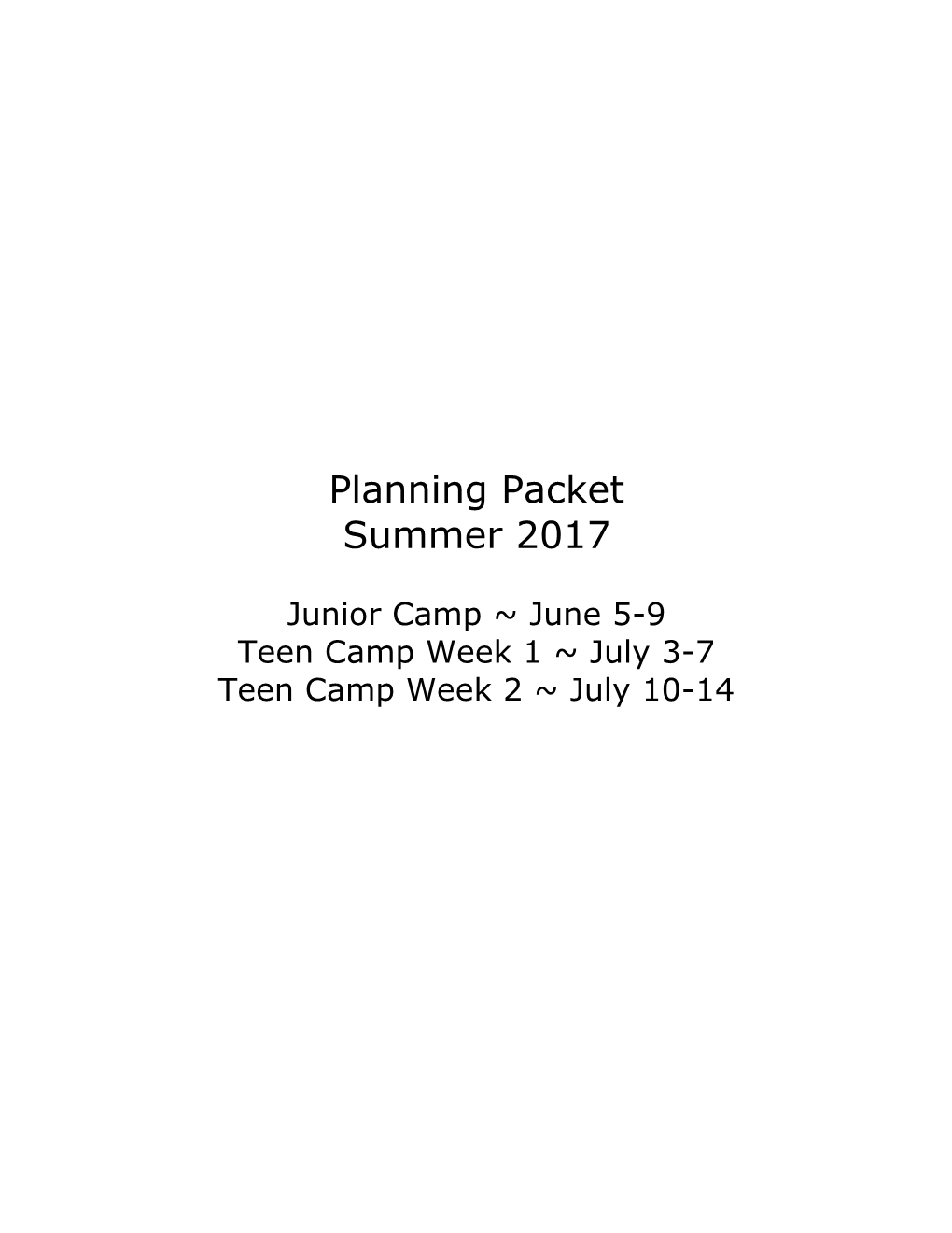Planning Packet