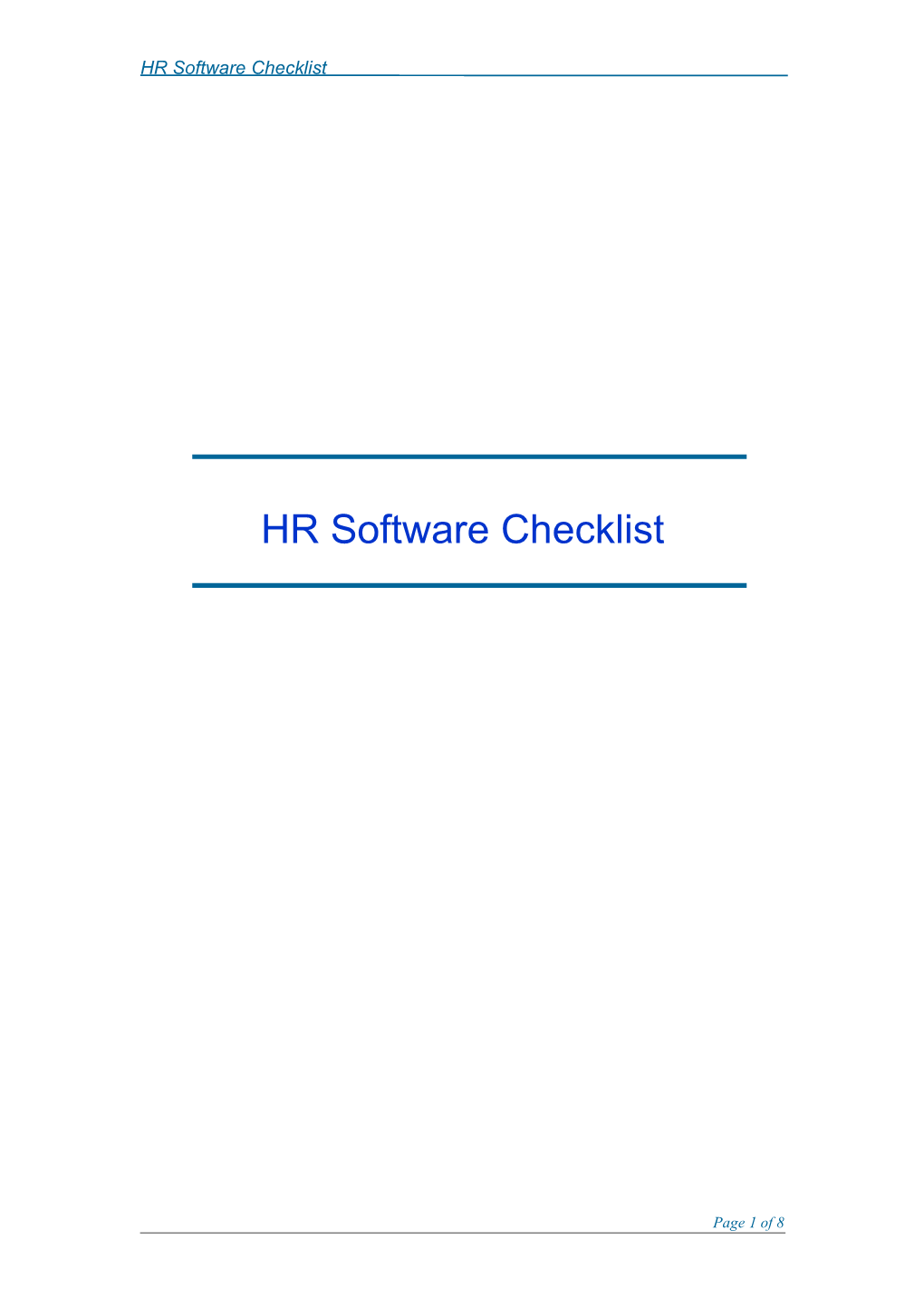 HR Software Checklist
