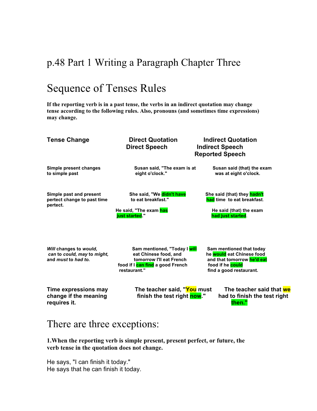 P.48 Part 1 Writing a Paragraph Chapter Three