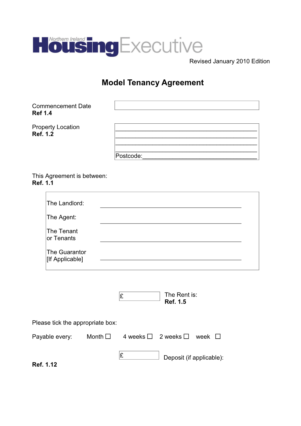 Model Tenancy Agreement