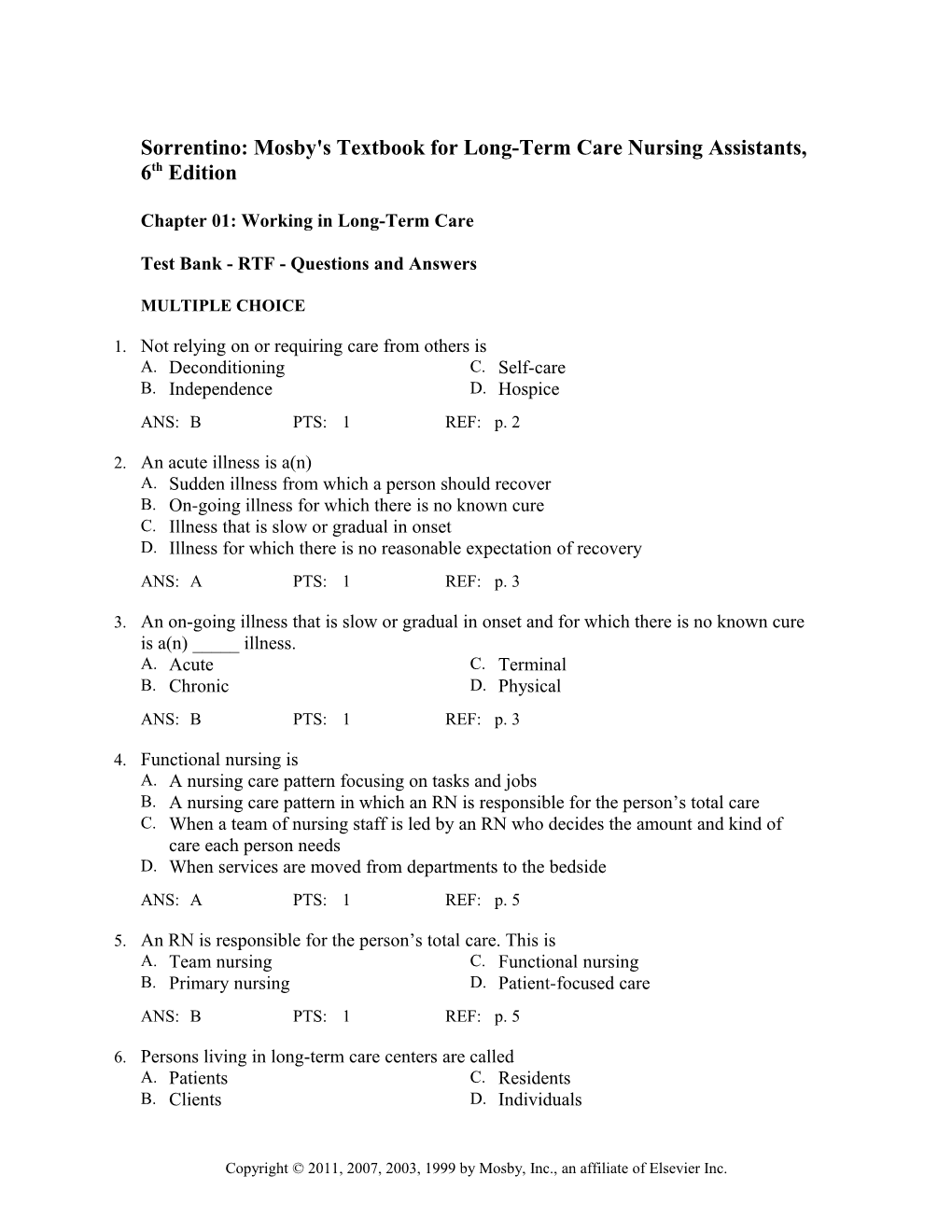 Sorrentino: Mosby's Textbook for Long-Term Care Nursing Assistants, 6Th Edition