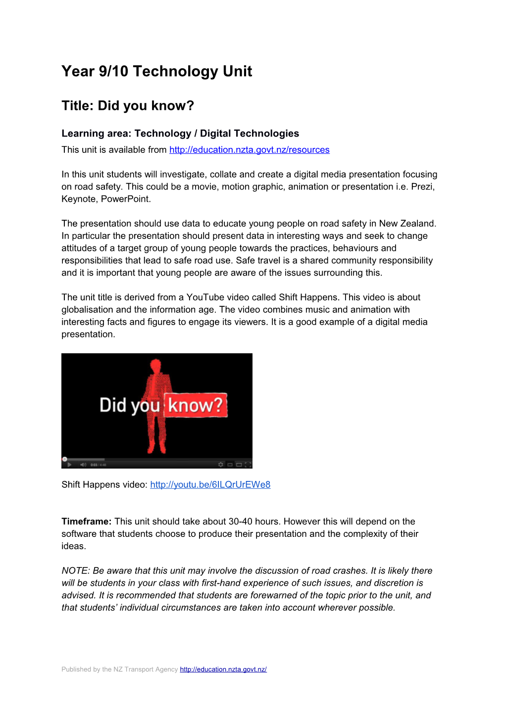 Y9/10 Technology Unit Summary Final