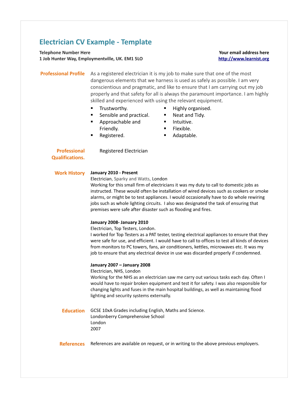 More CV Examples Can Be Found on