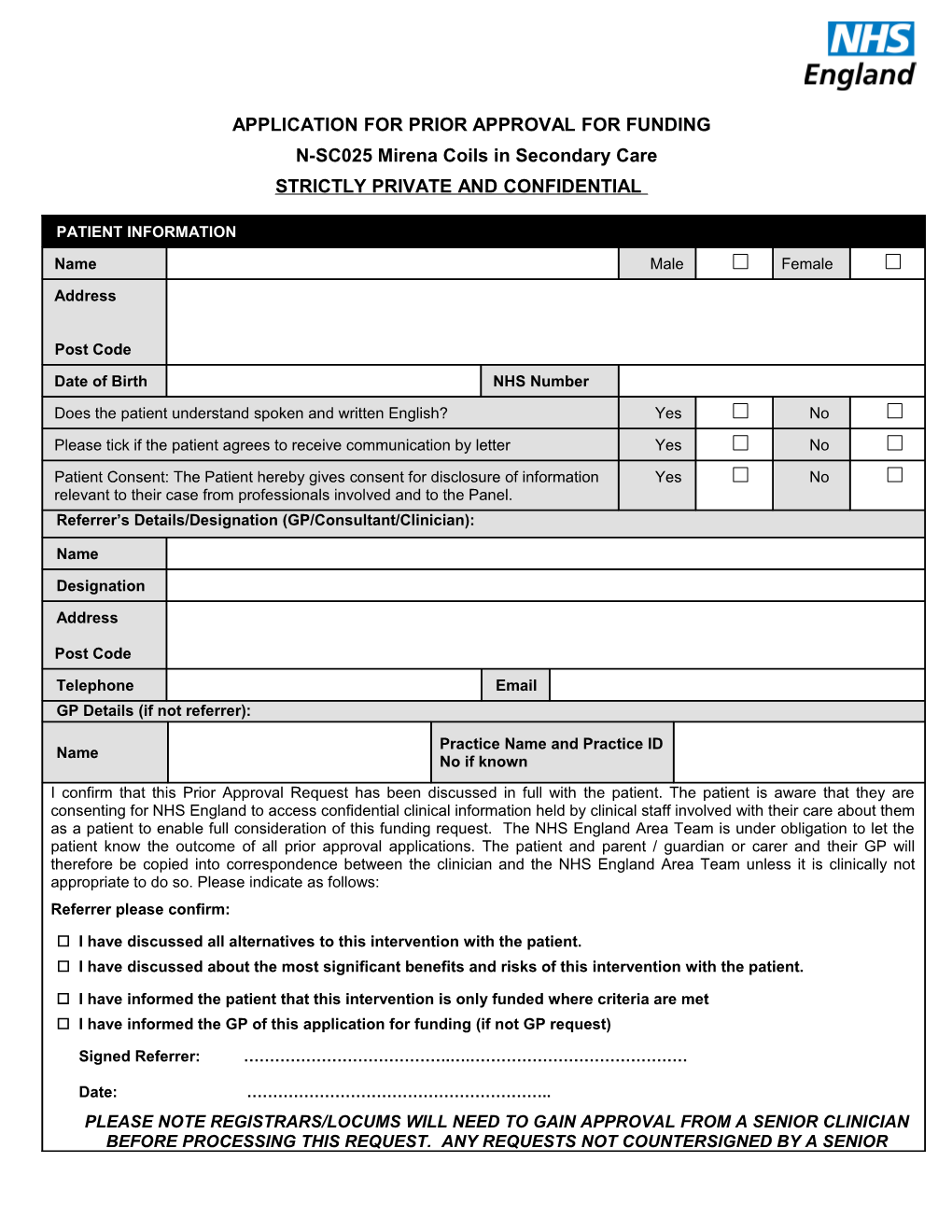 Application for Prior Approval for Funding for Abdominoplasty and Removal of Loose Skin