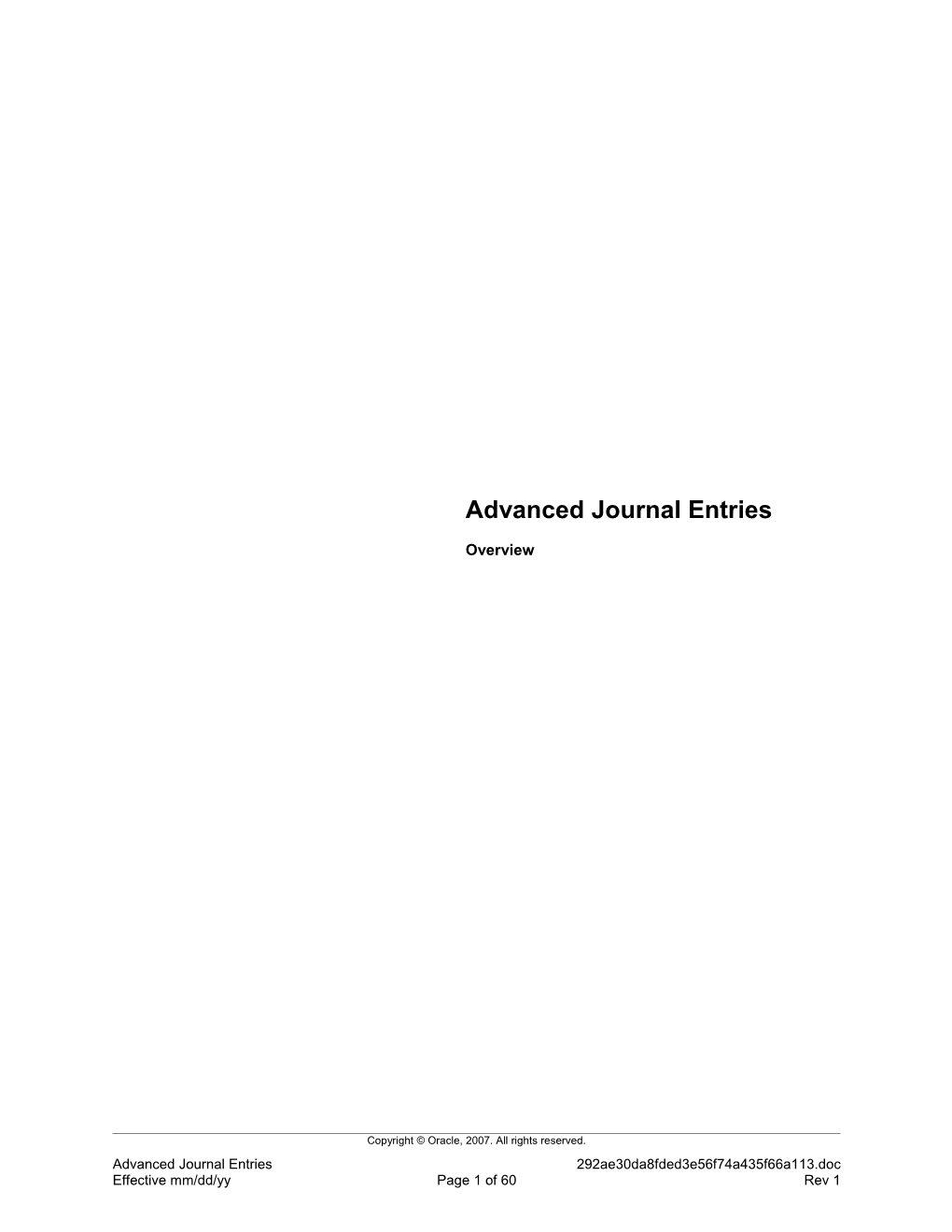 Advanced Journal Entries