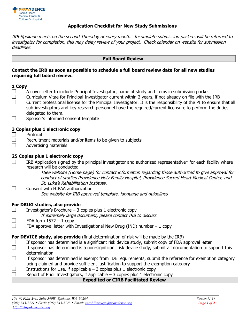 Instructions for Study Submissions