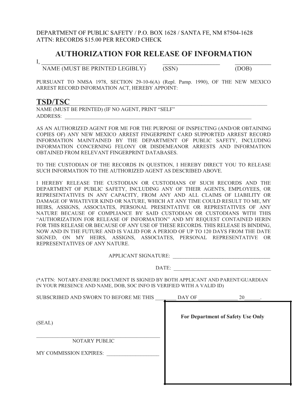 Authorization for Release of Information s5