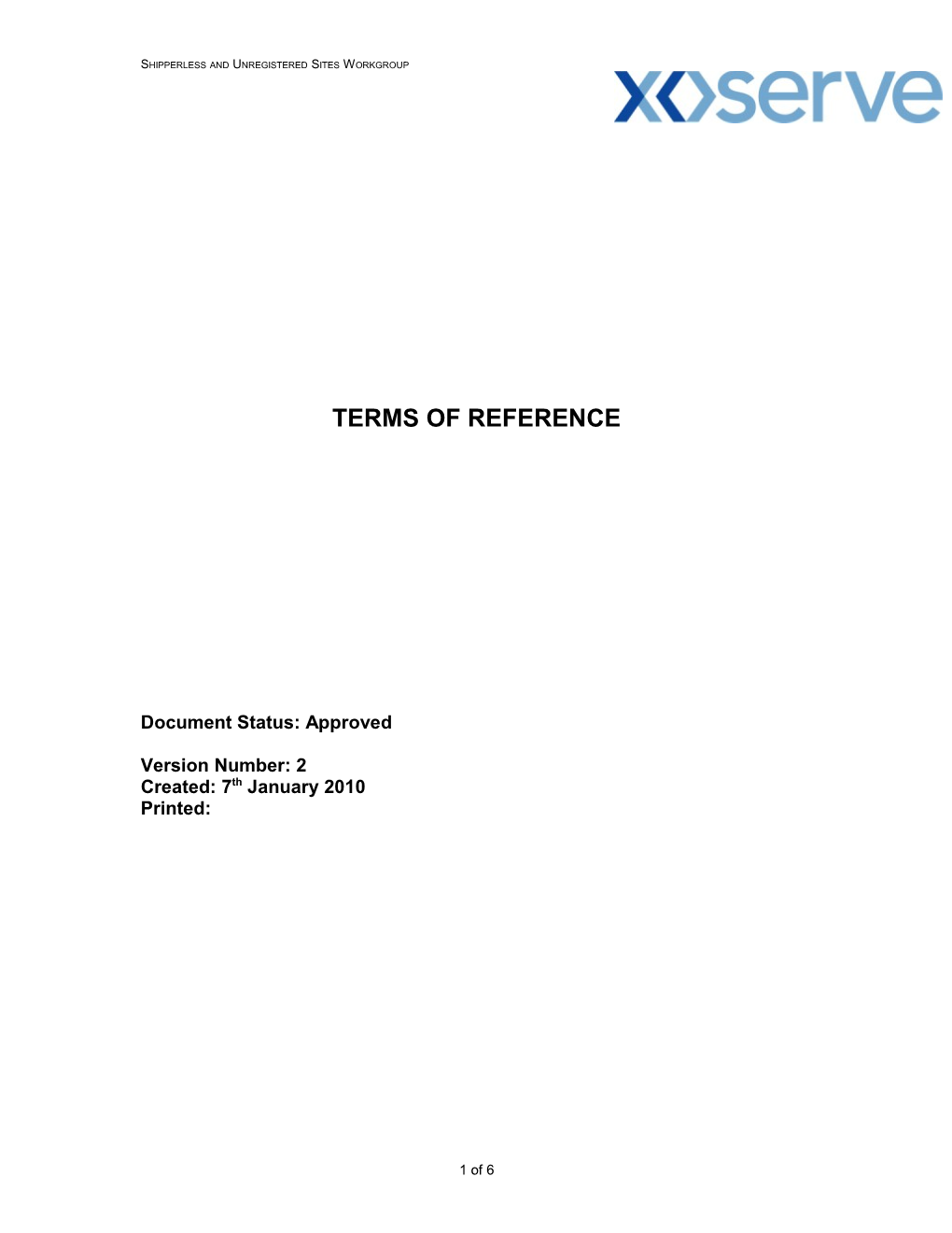 Project Terms of Reference