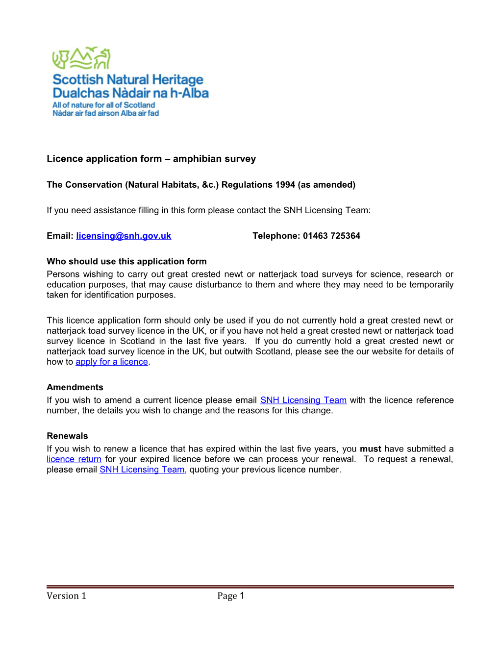 Licence Application Form Amphibiansurvey