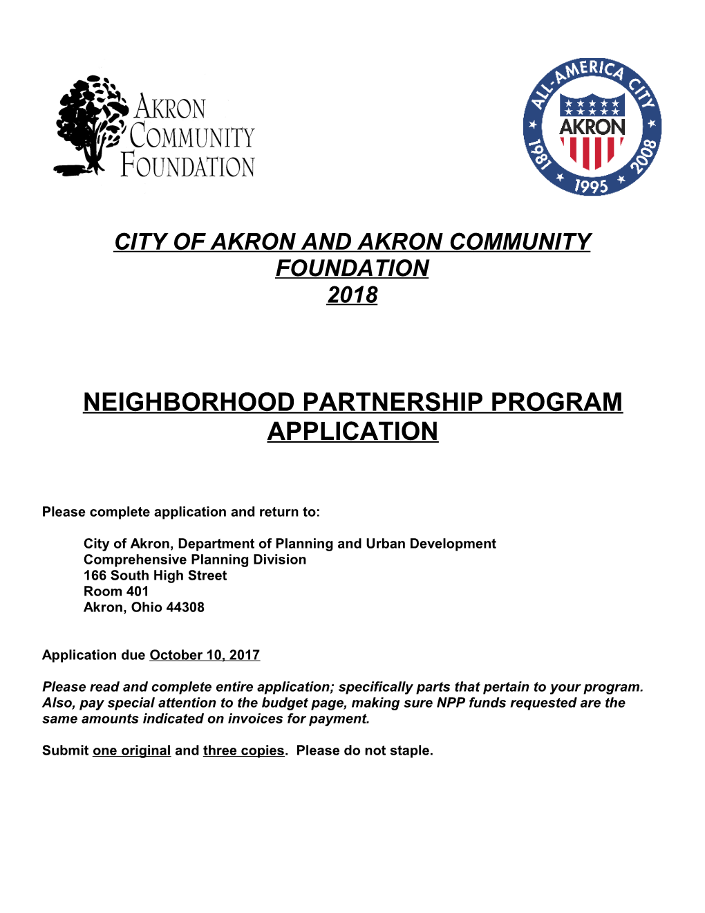 City of Akron and Akron Community Foundation
