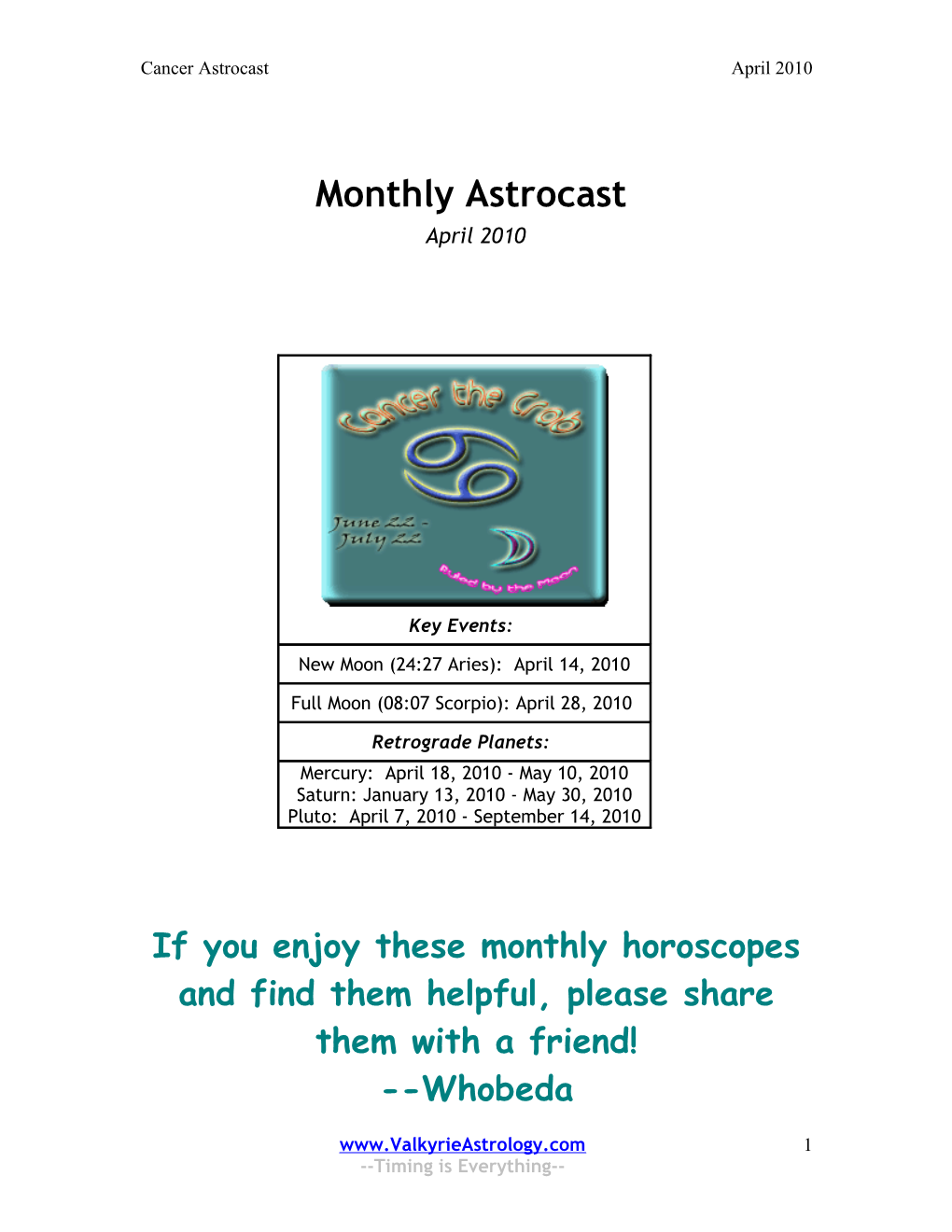 Monthly Astrocast