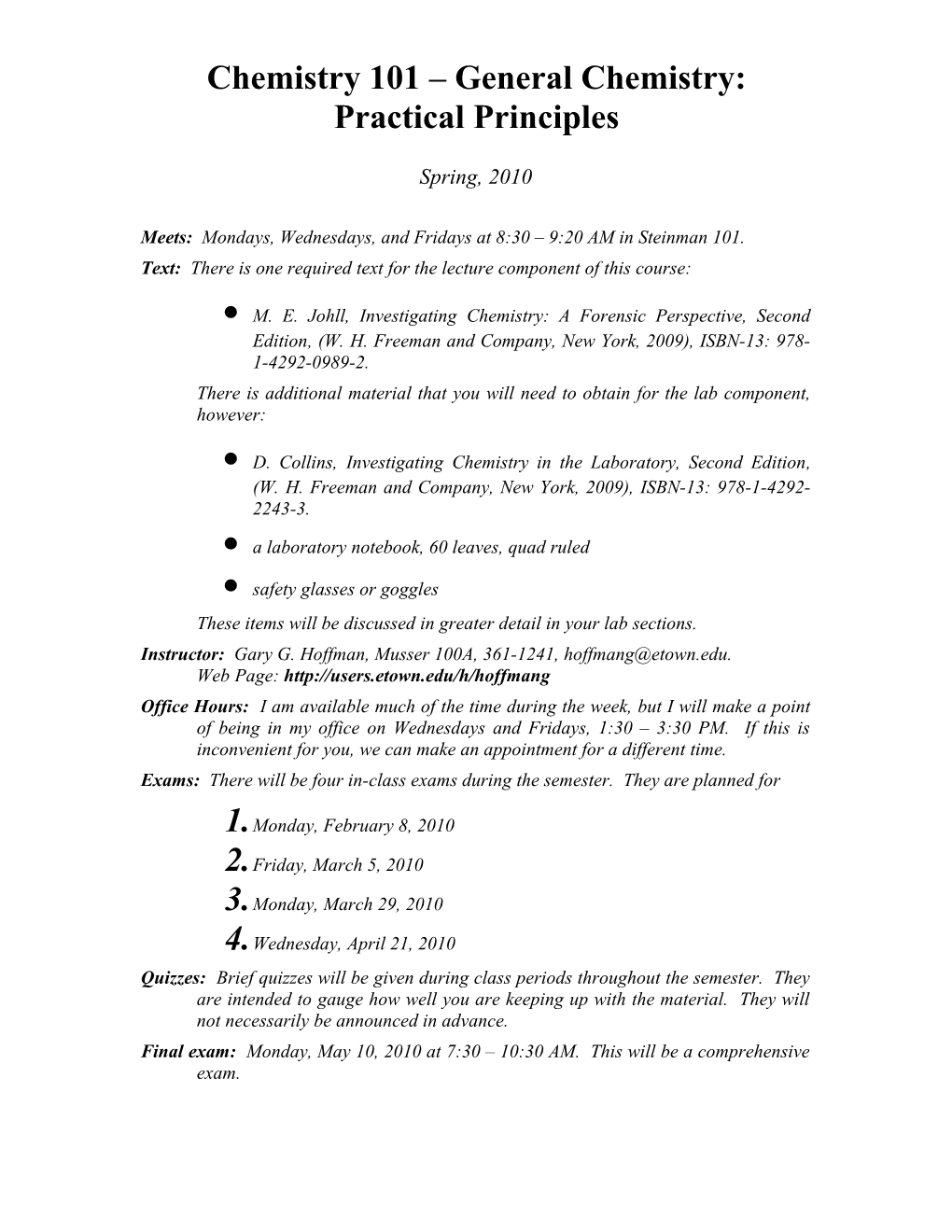 Chemistry 343: Atomic Structure