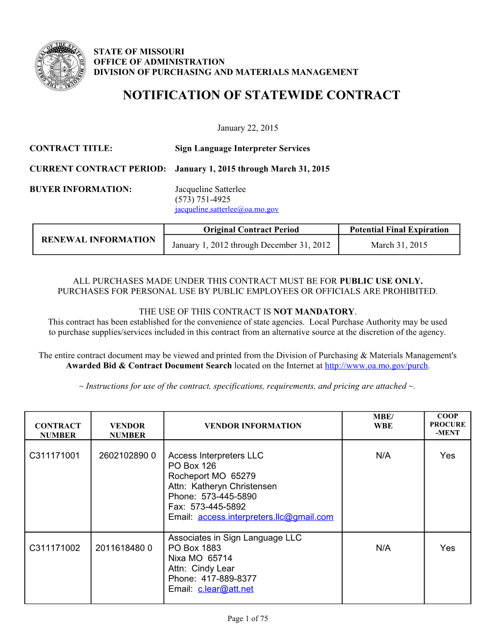 Division of Purchasing and Materials Management