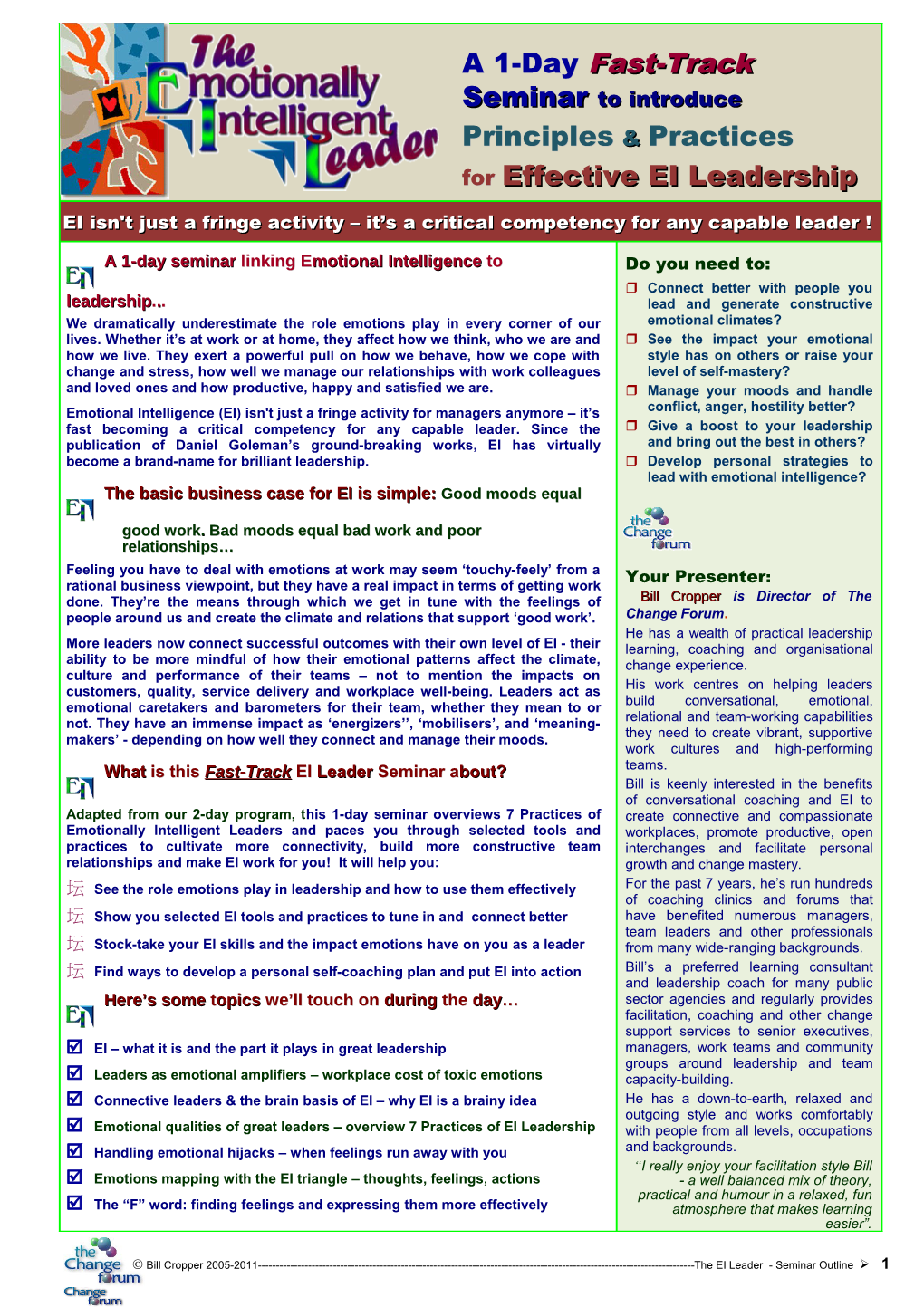 A 1-Day Seminar Linking Emotional Intelligence to Leadership