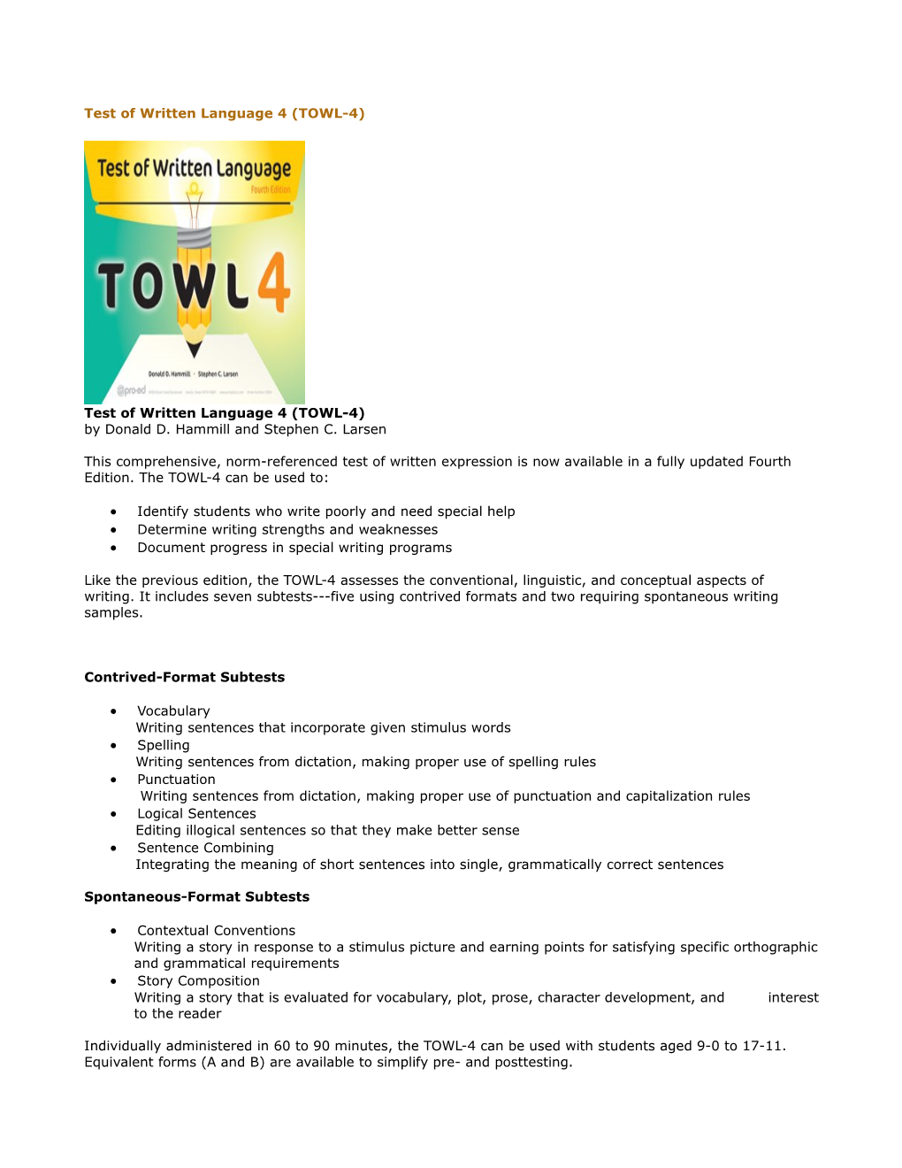 Test of Written Language 4 (TOWL-4)