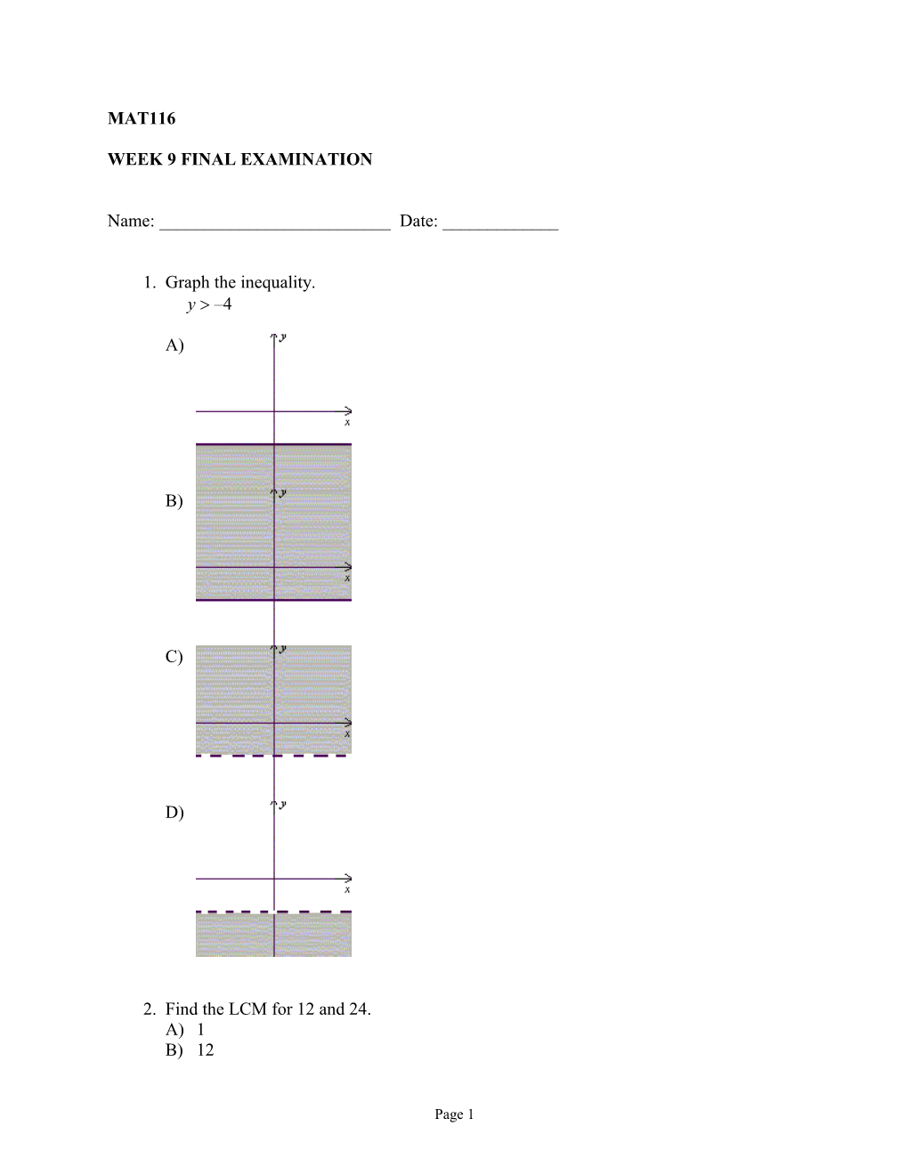 Week 9 Final Examination