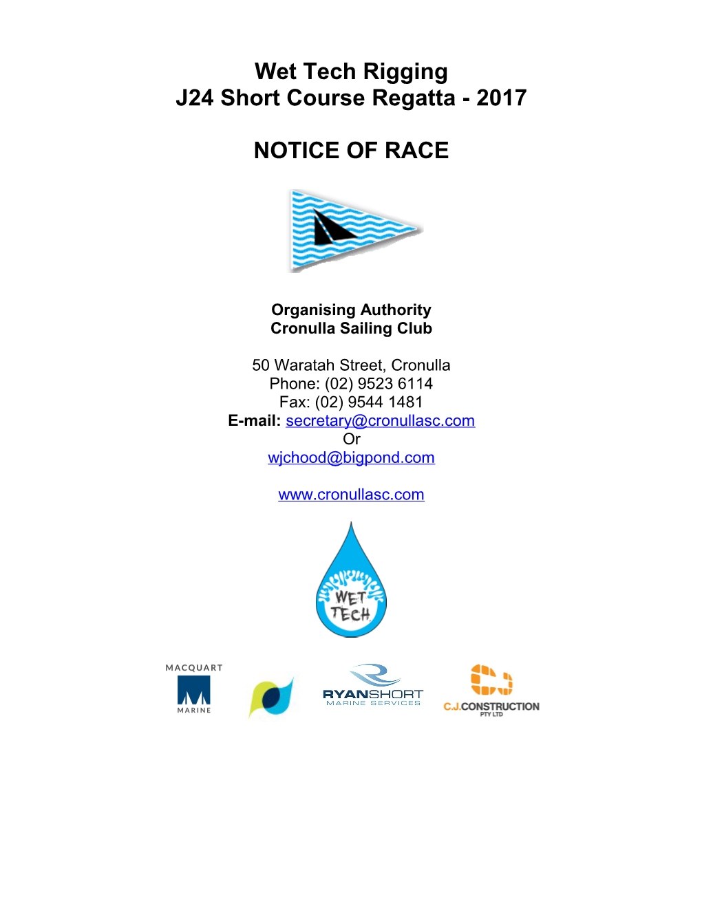 J24 Australian National Championships 2010 NOTICE of RACE