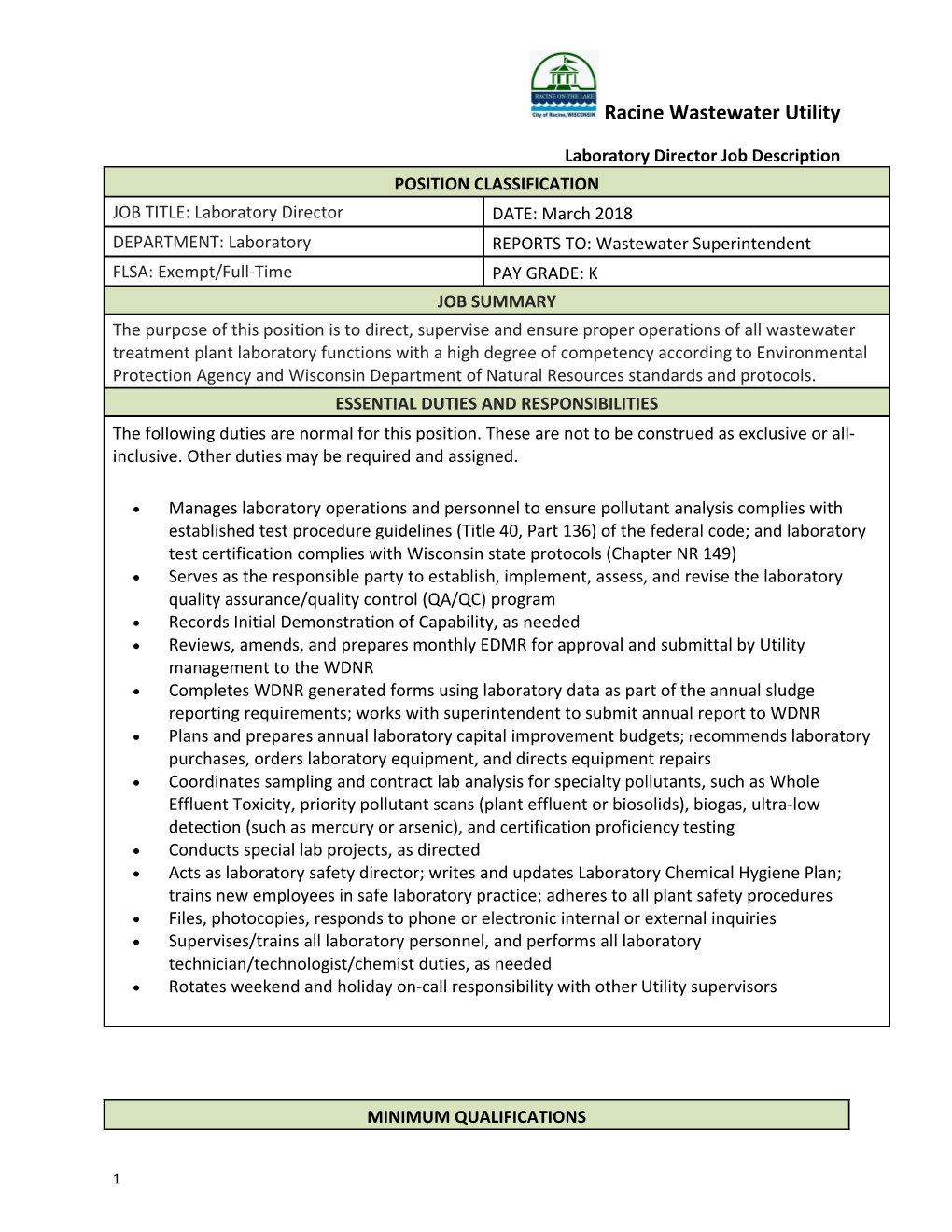 Laboratory Directorjob Description