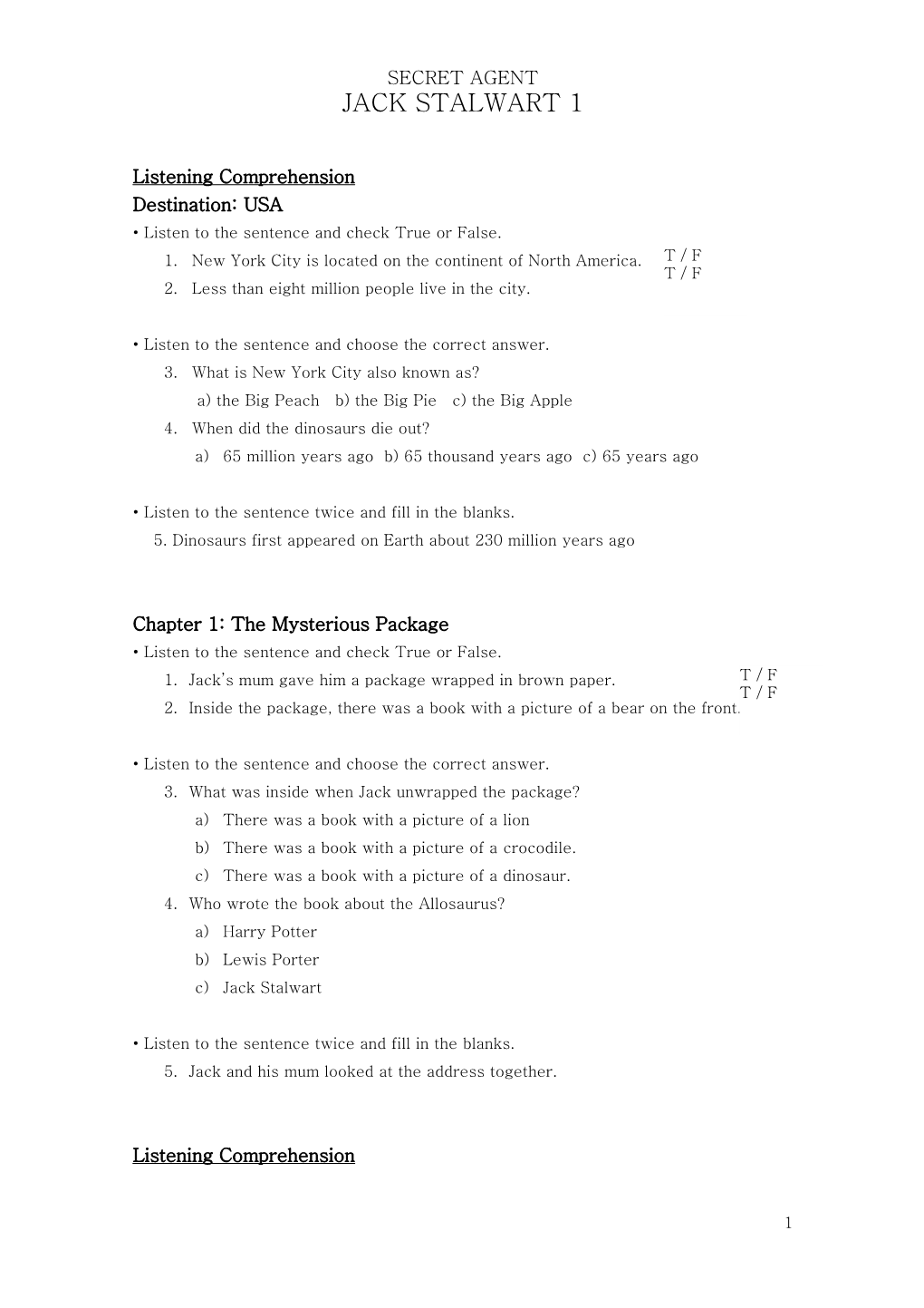 Listening Comprehension s1