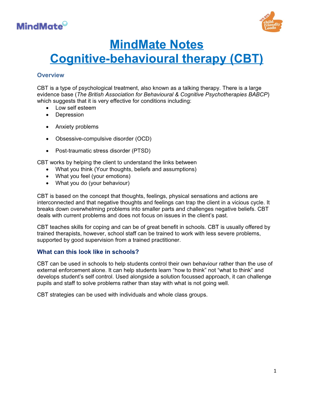 Cognitive-Behavioural Therapy (CBT)