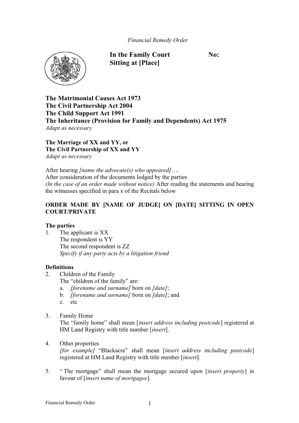 The Matrimonial Causes Act 1973