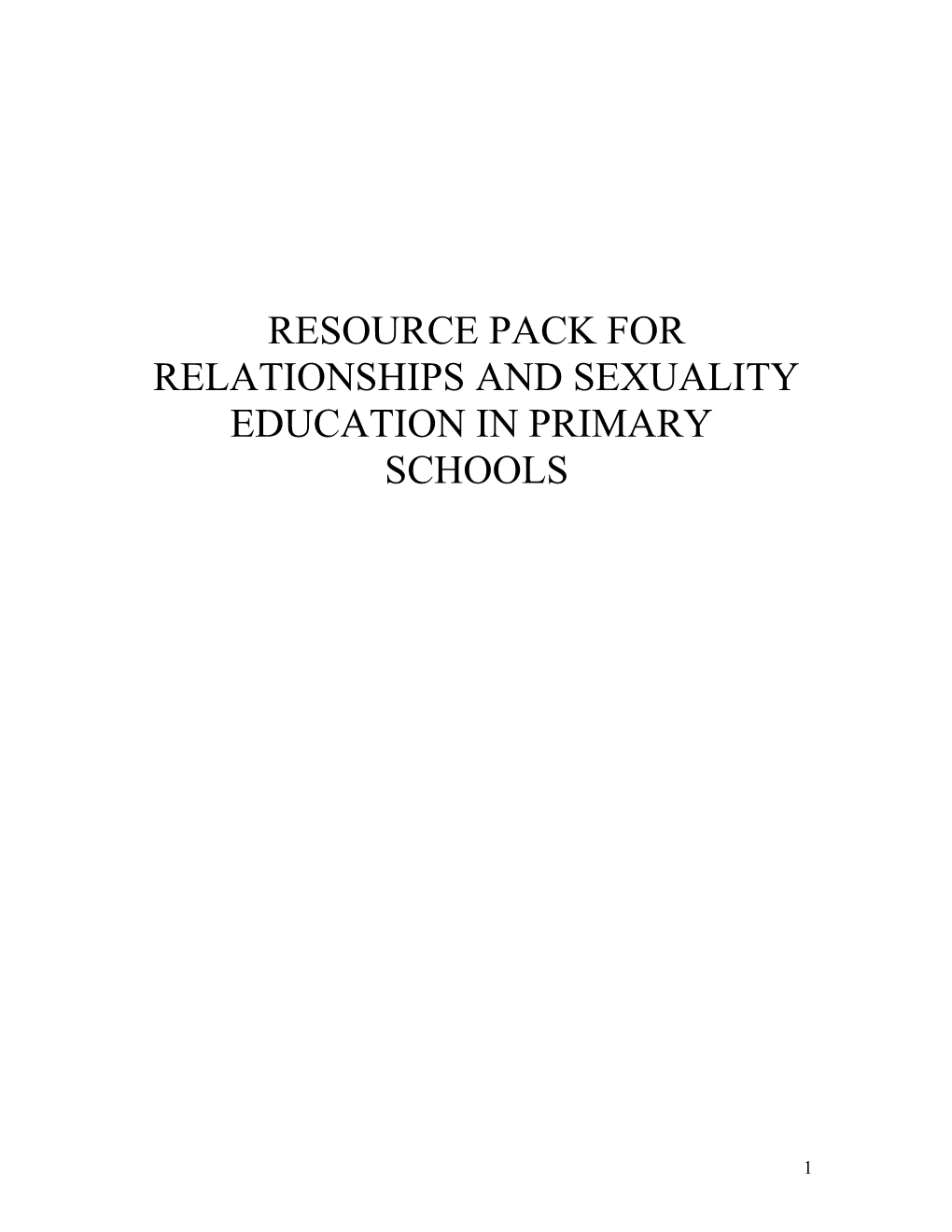 Resource Pack for Relationships and Sexuality Education for Primary Trainers