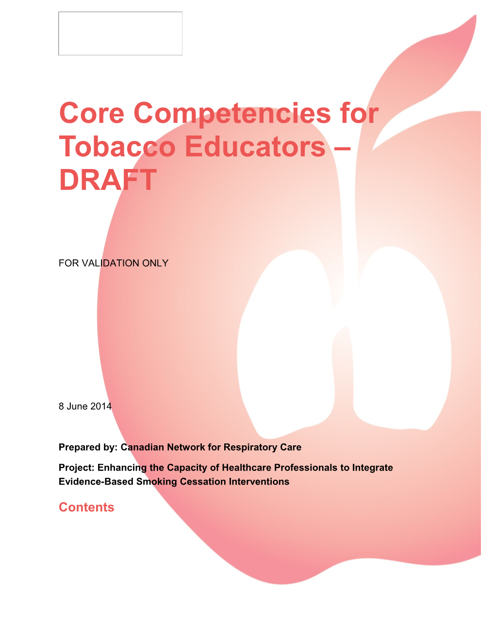 Core Competencies for Tobacco Educators DRAFT