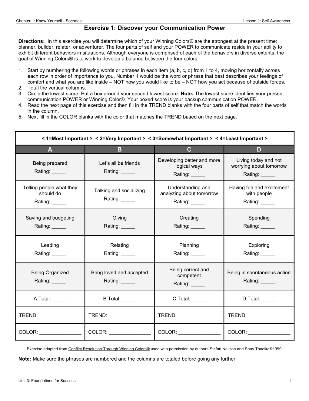 Exercise 1: Discover Your Communication Power