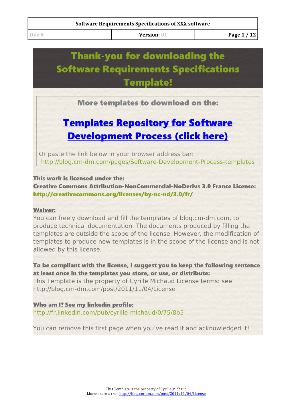 Software Requirements Specifications Template