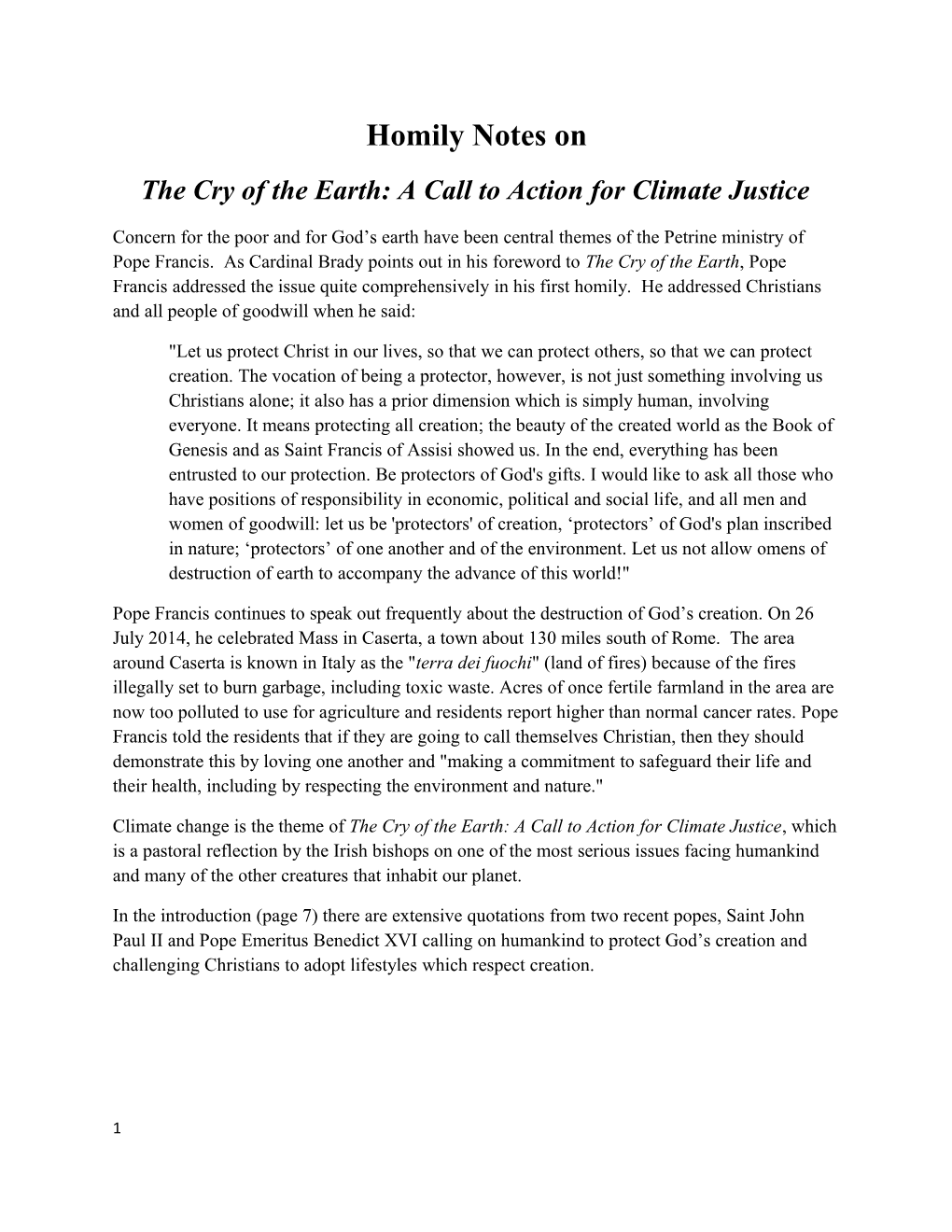 The Cry of the Earth: a Call to Action for Climate Justice